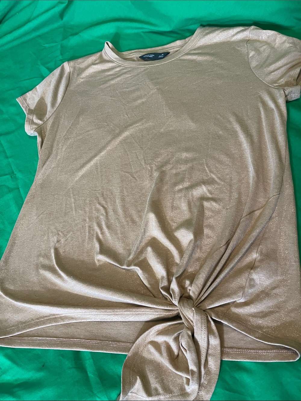 Simply Vera Vera Wang Shimmery Beige Crewneck Top